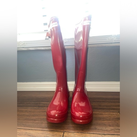 Classic❤️Hunter boots Glossy red boots rain boots winter mudding fall boots - Picture 10 of 12